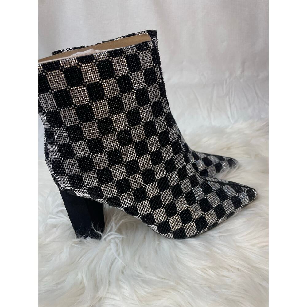 NEW Stunning Women's Silver Black Bling Pointed Toe Boots 10 M Macy's $120